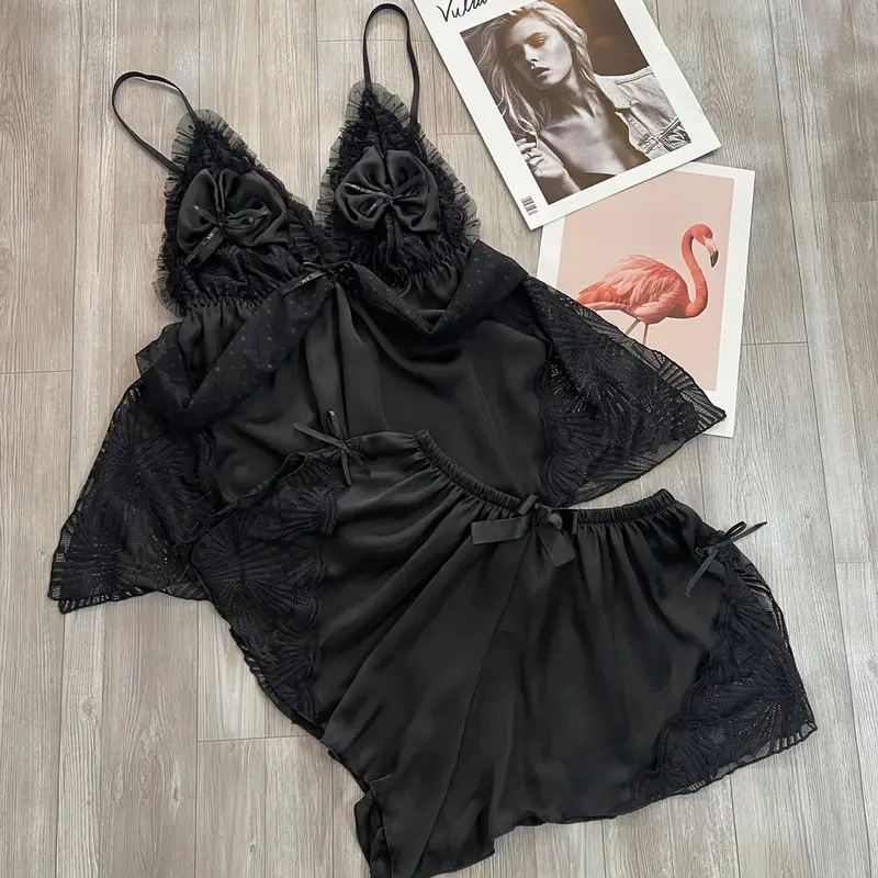 Đồ Ngủ Tk - Lụa Đen Nơ Xinh… 0
