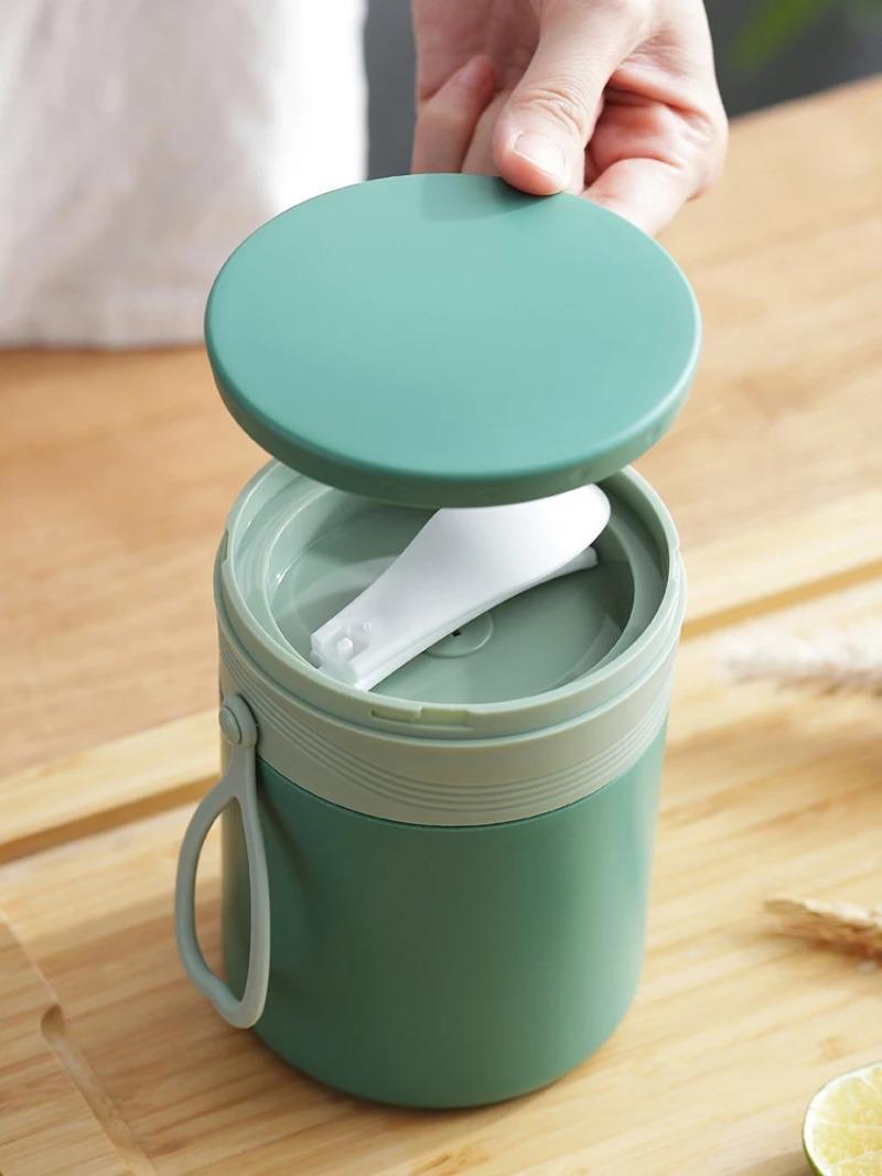 Product Introduction of 304 Stainless Steel Breakfast Cup 450ML Korea Style Sealed Soup Container Luch Boxs Portable Leak Proof Milk Cup with Folding Spoon 22