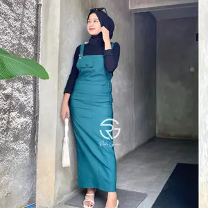 ELSA Overall Wanita Katun Elizabethh Premium Overall Saku Kekinian Kantong Muslim Melar Panjang Jumpsuit
