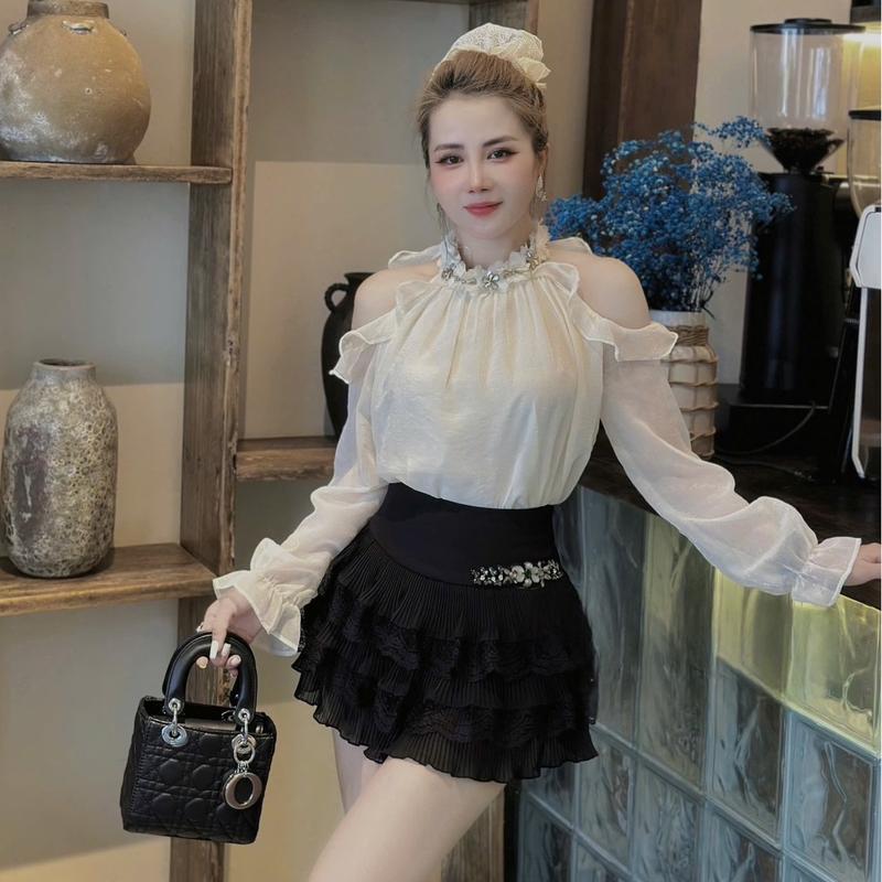 Chân váy ren điểm đá QCCC