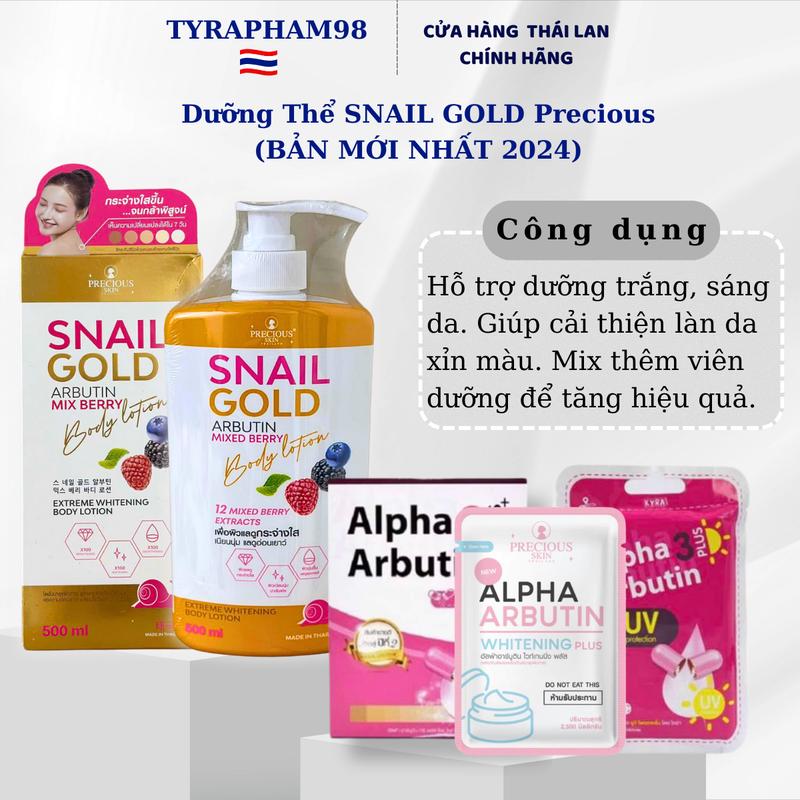 [Precious Skin] Sữa Dưỡng Thể SNAIL GOLD Precious 500ml Thái Lan Dưỡng Da Body Nữ - Dưỡng Body, Women