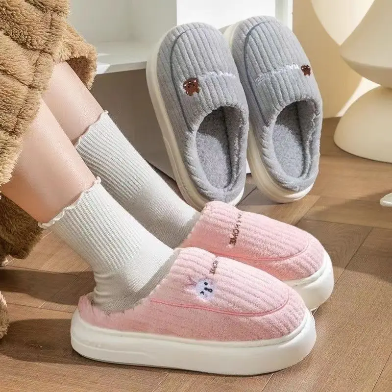 Dép Bông, Dành Cho Phụ Nữ Và Nam Giới, Túi Có, Cặp Đôi, Đế Dày, Đế Mềm, Thích Hợp Cho Mùa Đông, Sử Dụng Trong Nhà, Phong Cách Hàn Quốc, Không Trơn Trượt, Thiết Kế Dễ Thương, Giày Giam Giữ, Năm 2025 2