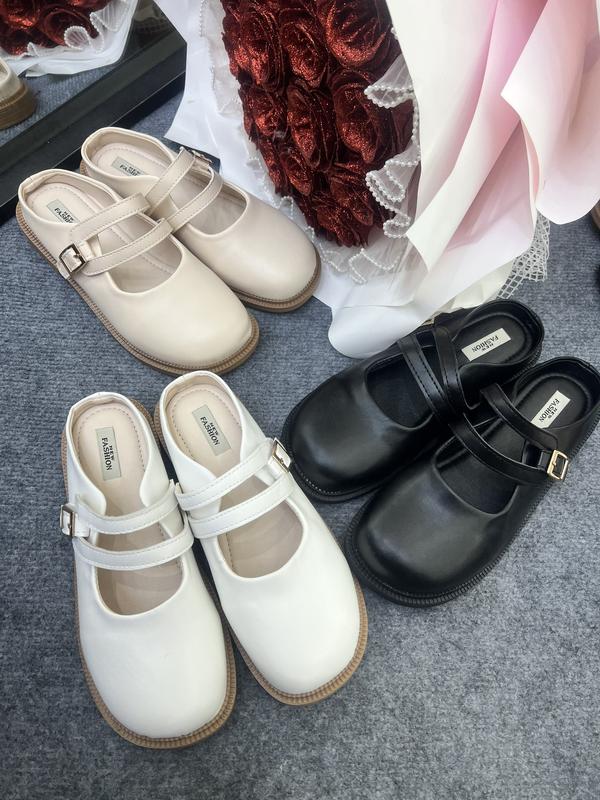 Dép búp bê nữ cài quai hở gót đế bệt