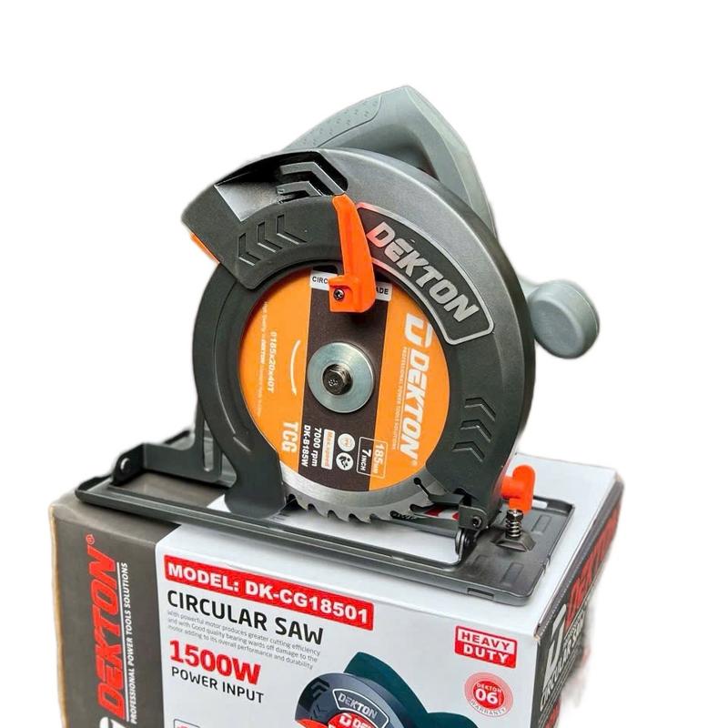 Máy cưa gỗ cầm tay xài điện DEKTON model DK-CG18501 công suất 1500w đường kính lưỡi 185mm. Có kèm lưỡi( 2 màu xanh và xám )