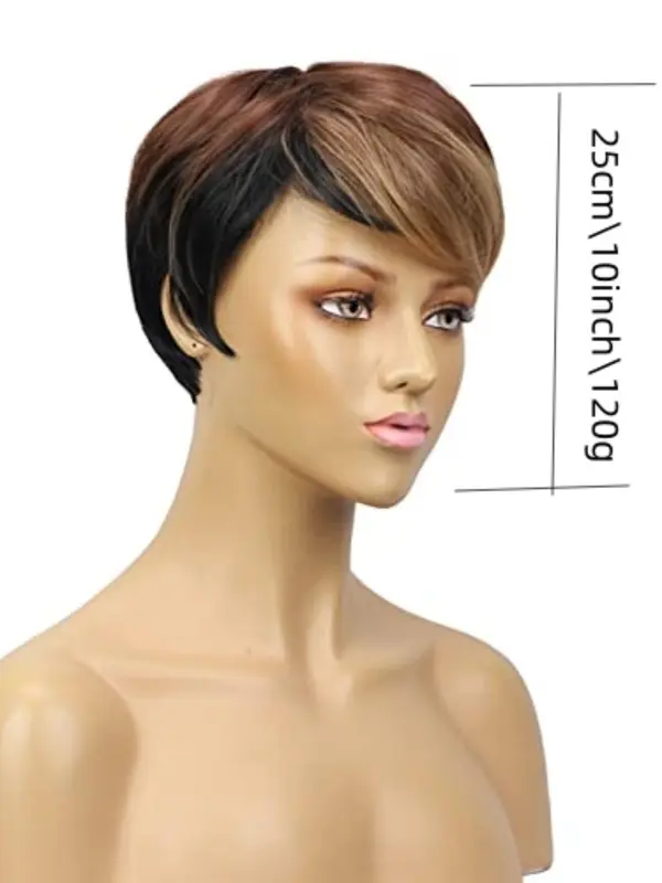 Short Straight Ombre Hair Wigs for Black Women, Heat Resistant Wigs with Bangs, Synthetic Full Machine Wigs for Party, Daily Use 1