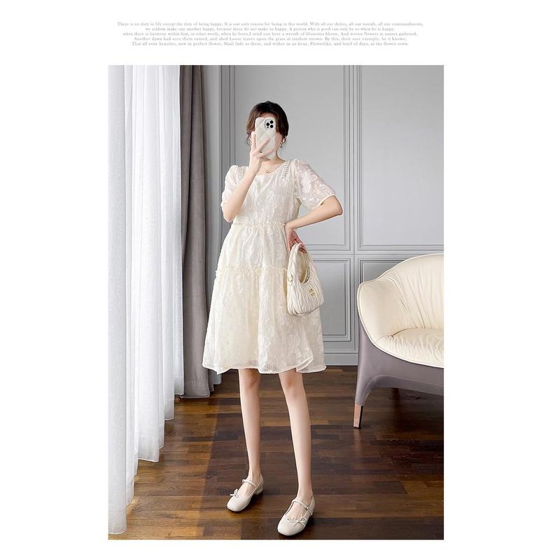 M69877# Pregnant Dress Trendy Loose Dress Women Korean Style Bubble Sleeves Elegant Stylish Summer Slim New Arrival Pregnancy Clothes Dress 7
