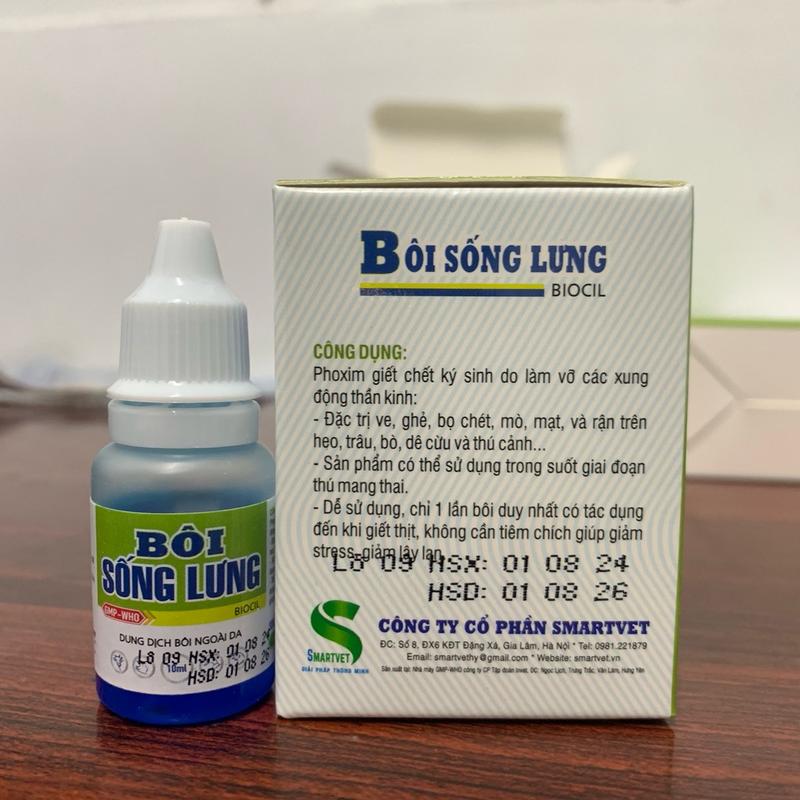  Thuốc trị ve ghẻ rận bò chét trên heo dê cừu chó mèo Bôi Sống Lưng 10ml 