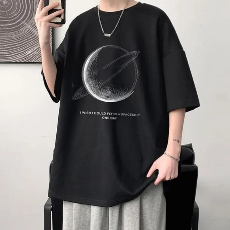 Áo Thun Nam Nữ Form Rộng Tay Lỡ Hình Hệ Hành Tinh, Áo Phông Unisex Chất Cotton65 Mát Mịn Thấm Hút Mồ Hôi #2024