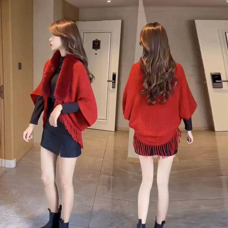 Product Introduction of Áo Khoác Khăn Choàng Nữ, Phong Cách Hàn Quốc Mới Mùa Thu, Dễ Phối Đồ, Thời Trang, Có Cổ Lông, Áo Len, Áo Cardigan, Có Thể Mặc Ngoài Trời 1