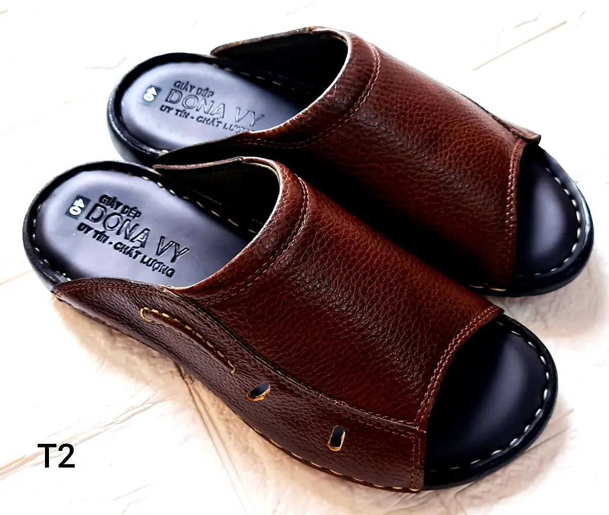 Dép su trung niên da bò, dép quai ngang KINSON Shop - SU mới  Handmade Nam DéP Nhung Sandal Jean Đế Bằng Cao Su vừa hạt dép  doctor
