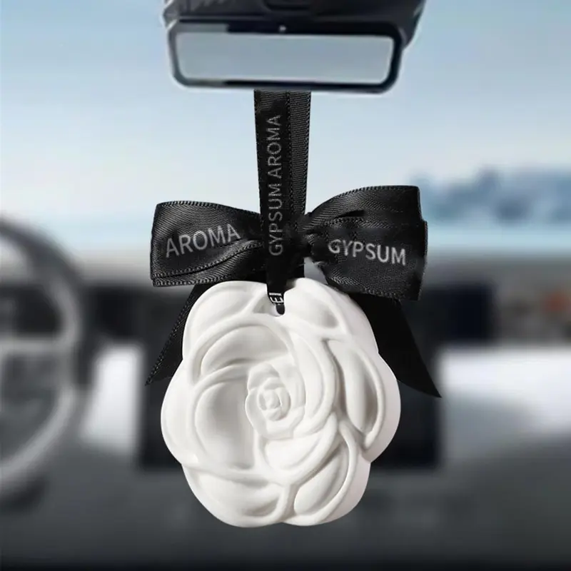 Wardrobe Aromatherapy Camellia Car Rearview Mirror Pendant Plaster Fragrance Wax Piece Car aromatherapy Perfumed gypsum Bedroom