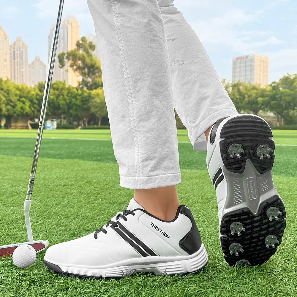 Waterproof Spikes Golf Shoes for Men Professional Golf Training Sneakers Outdoor Walking Footwears Non-slip Male Gym Shoes