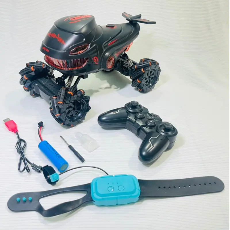 Xe Địa Hình Điều Khiển Từ Xa Cá Mập Bay Gầm Cao Có Phun Khói, Xoay 360 Độ, Dùng Pin Sạc Toy Đồ Chơi Xe Đua Xe Đua 2
