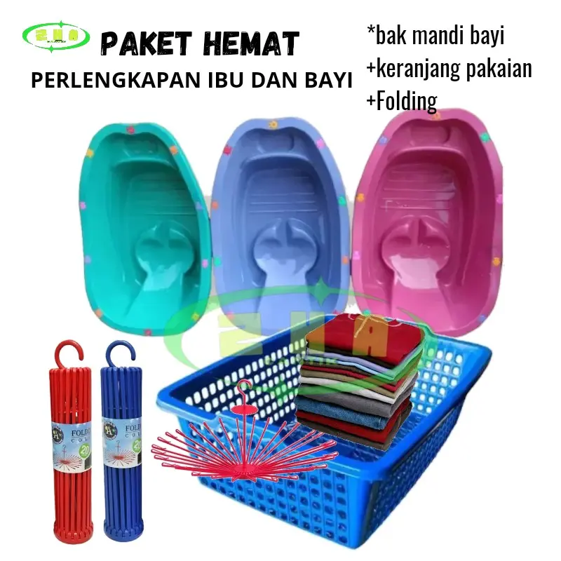BATHTUB Paket hemat Bak mandi bayi+polding 20stk+keranjang Bayi Balita Cewek Cowok Perlengkapan ibu dan bayi 0