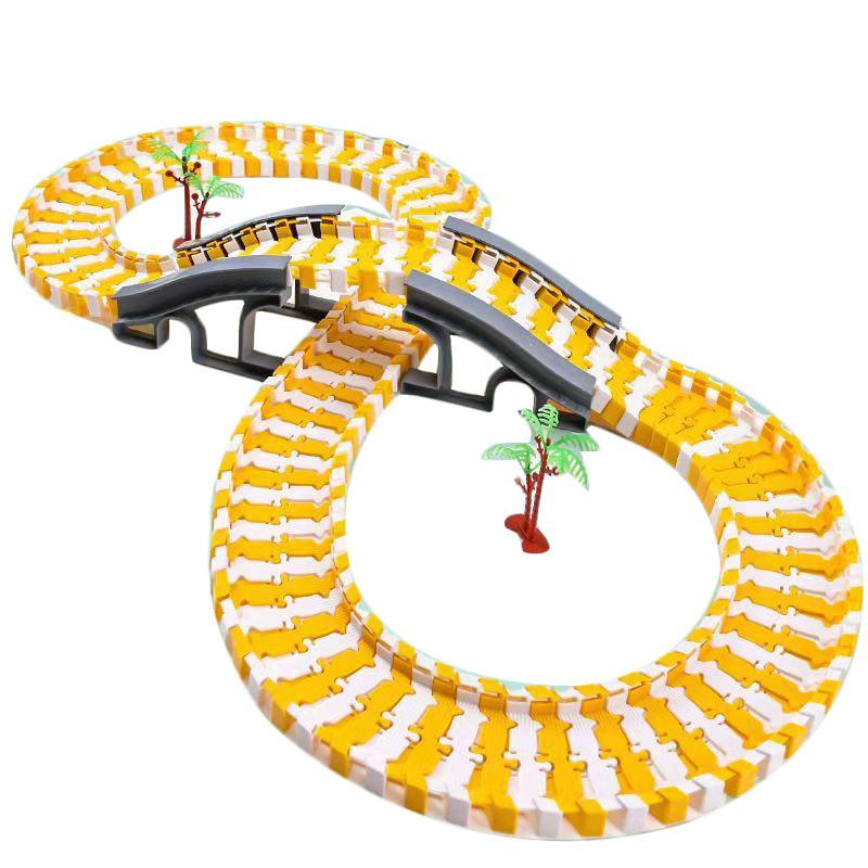 DIY Construction Race Track Electric Rail Cars Foldable Racing Track ...