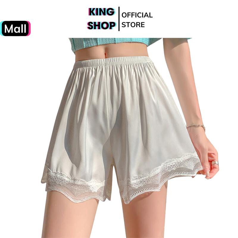 Quần mặc trong váy chất lụa viền ren, quần đùi nữ thun thoải mái mặc ở nhà, Quần Ngủ quý phái hiện đại mềm mịn thoáng khí sịn mịn KINGSHOP V550 Women Top Màu Đen Áo