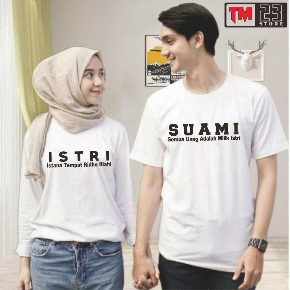 Baju Kaos COUPLE Pasangan SUAMI dan ISTRI Bahan Katun Combed Harga Satuan Lengan Panjang