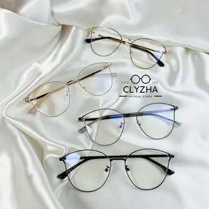 CLYZHA Kacamata Afsun Frame Wanita Cat Eye Eyewear Glasses Titanium Blueray Bluecromic Photocromic Anti Radiasi Lensa