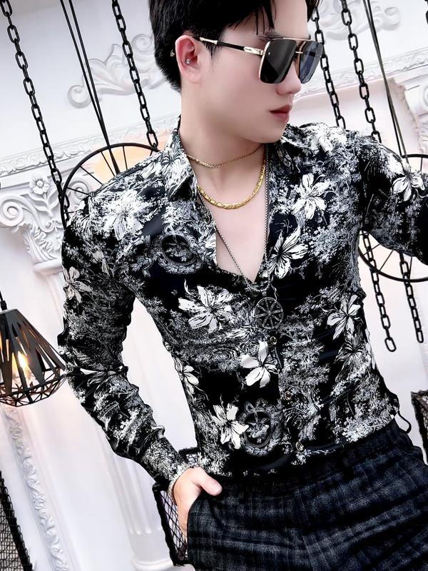 Áo sơ mi nam vải lụa hoa phượng Menswear Shirt Nhung 3