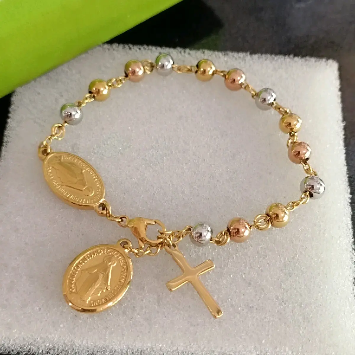 STAINLESS STEEL ROSARY BRACELET
