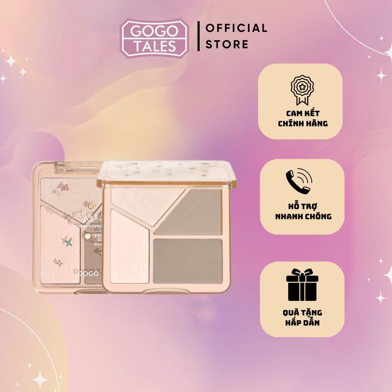 GOGO TALES Phấn 4 ô Bắt Sáng Tạo Khối GOGO TALES Light shadow flawless highlight contouring palette bắtsáng
