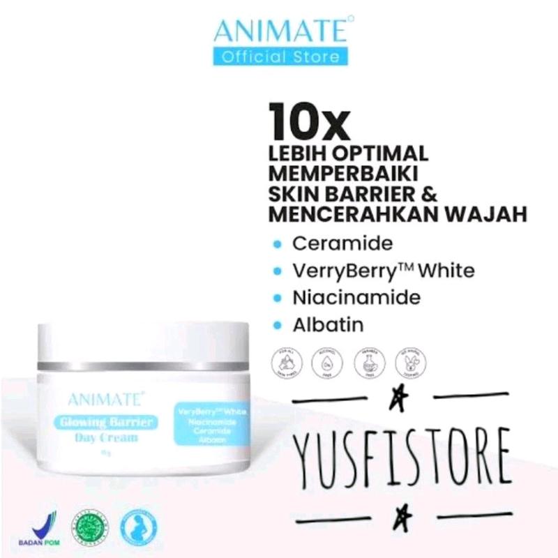 Krim Siang Animate Day Cream Glowing Barrier BIRU Pencerah Wajah Pelindung Ultra Violet UVA UVB Sinar Matahari Kulit Kering Panas Pelembab Wajah 1