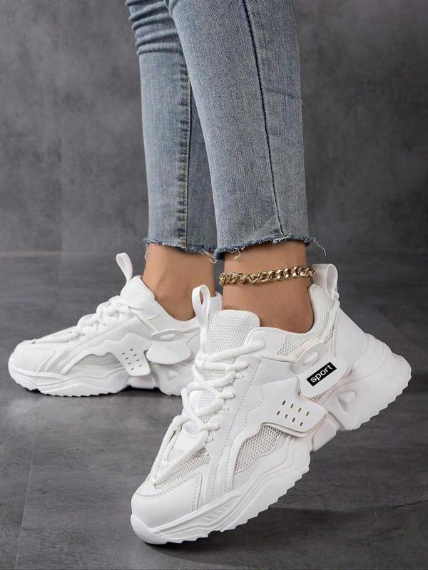 Women's Fashionable Solid Lace Up Sports Gym Sneakers, Casual Comfortable Sports Gym Shoes for Daily Wear, Female All-match Round Toe Sports Shoes for Daily Wear 7