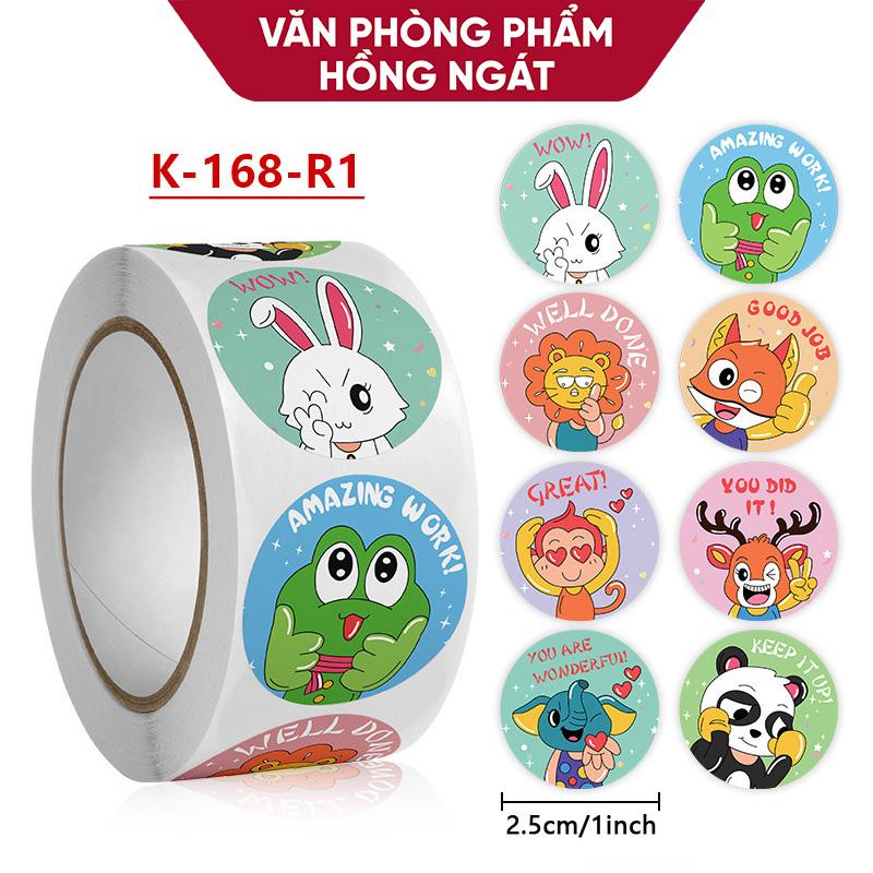 Sticker cuộn 500 hình dán cute dễ thương đẹp giá rẻ, sticker trang trí dán sổ khen thưởng học sinh văn phòng phẩm STK03