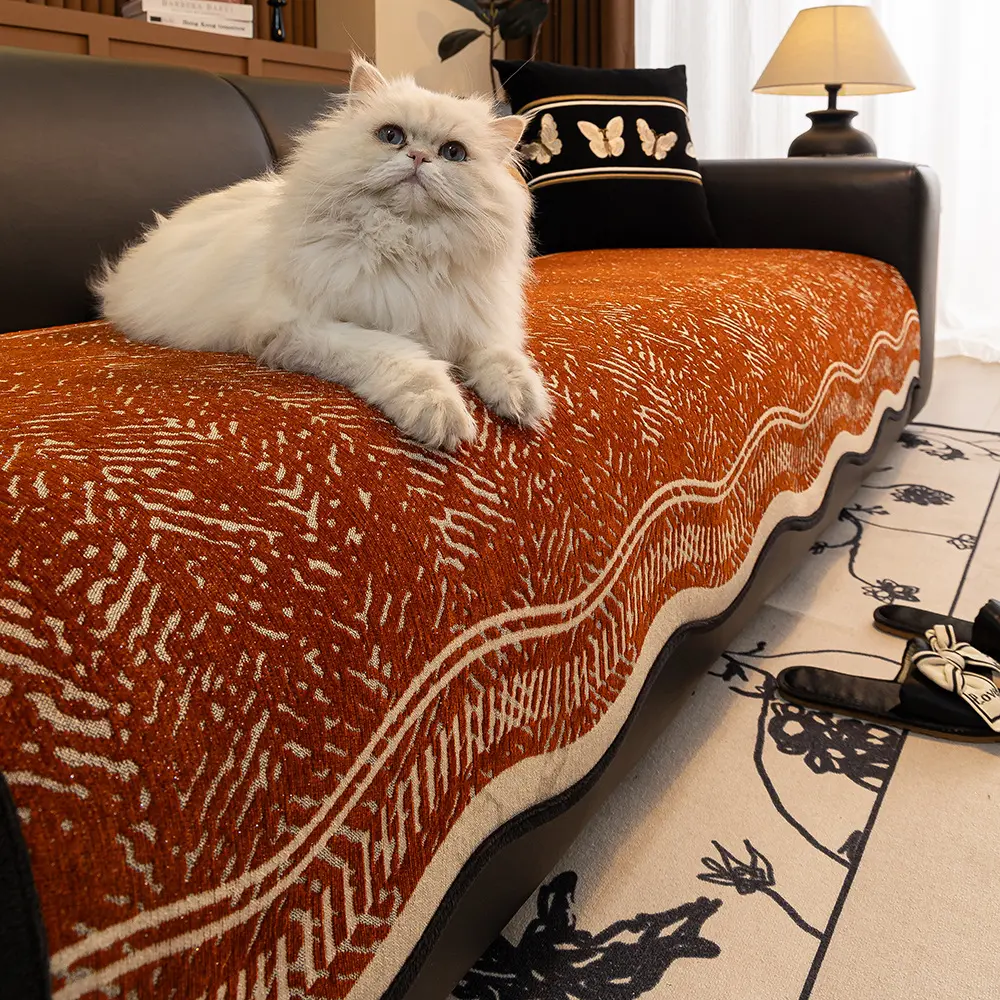 Premium Irregular Sofa Cushion Autumn Winter 2025 New All-Season Fixed Non-Slip Straight Chenille Sofa Seat Cushion
