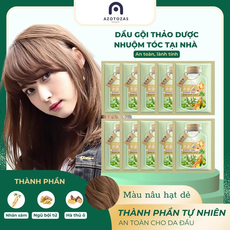 [COMBO 20 GÓI] Dầu Gội Thảo Dược Nhuộm Tóc Màu Nâu, Đen Tại Nhà Đơn Giản, Thành Phần Thảo Dược Tự Nhiên Cho Mái Tóc Đẹp Đón Tết
