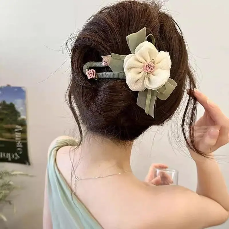 Lưới, Thiết Kế Siêu Thanh Lịch, Dành Cho Nữ,  Đuôi Vịt Miêu Tai Mèo Phong Cách Mori Ngọt Ngào  Cá Mập,  Chữ keptoc  longvu kept oct ieu thu kep  maidinhda  combo  vô  tri  lông   flat  hair  nhún  clip     siêu  khổng  lồ   hoa   bự kẹp  tóc kep  toc 3