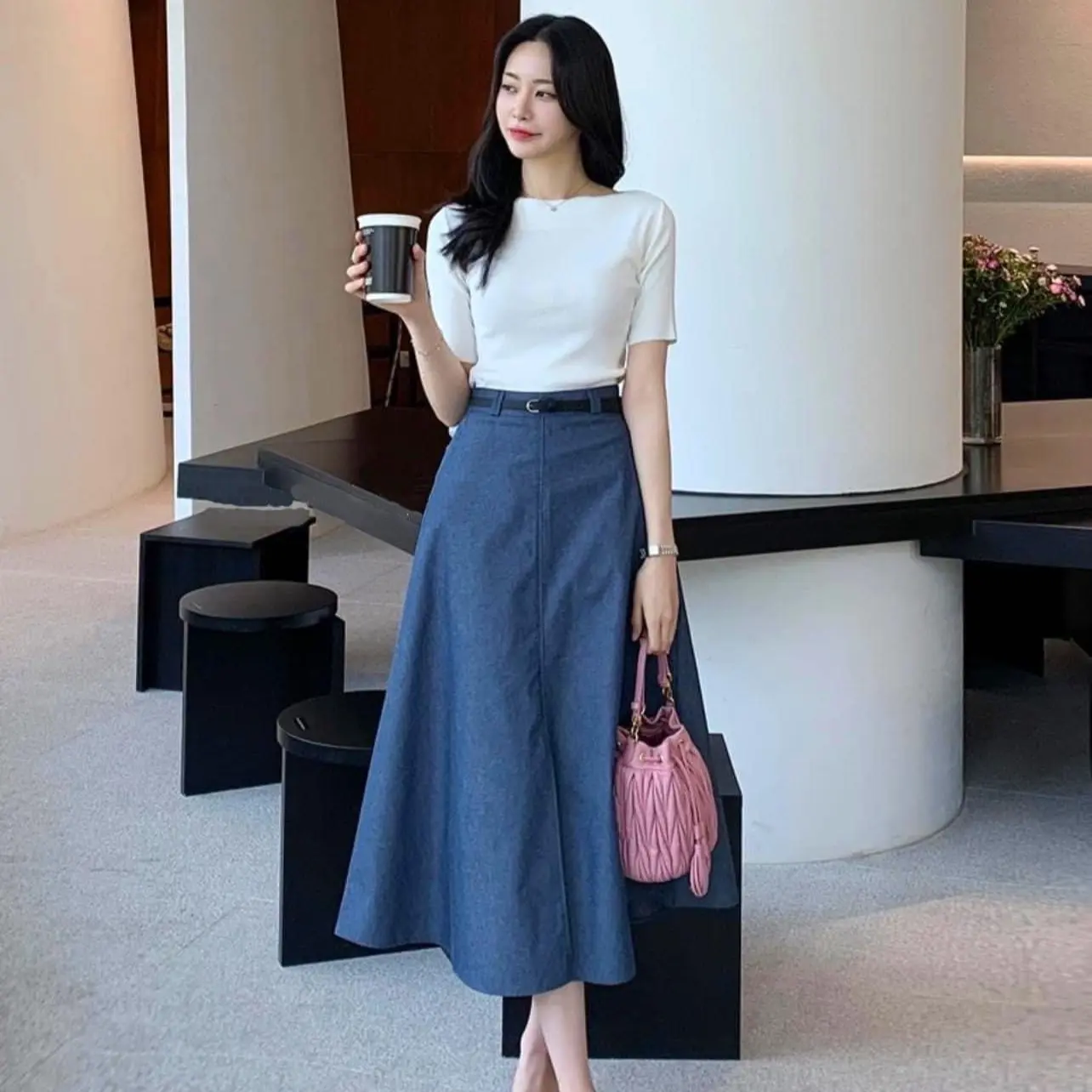 Set váy jean 2 lớp 3 món (áo+váy+thắt lưng)