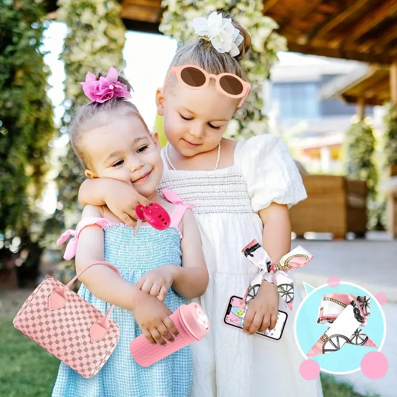 Simulation Girls Handbag Toy, 1 Box Colorful Kids Vanity Pretend Play Phone & Wallet & Makeup Toy & Other Accessories, Birthday Gift for Girls, Blocks, Miniature Set 3