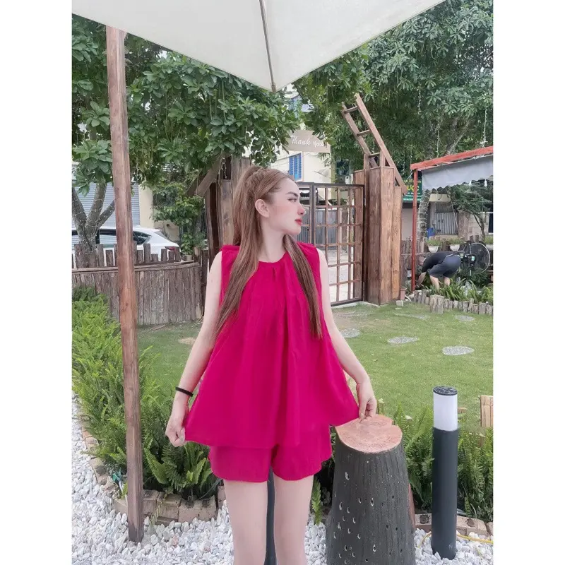 Bộ đùi xếp ly sát nách dáng baby đũi tơ cho nữ 40-70kg set bongu đồ macnha pizamanu