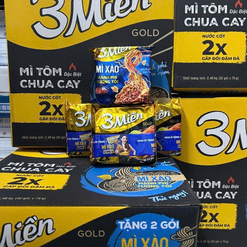 Hàng tặng ( 1 thùng mì tôm 3 miền tặng 2 gói 3 miền hành phi tỏi ) Cay Miến gói mì  3 chuacay