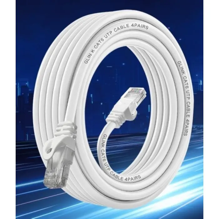 เก็บเงินปลายทาง. G-LINK สายแลน LAN CABLE CAT6 เข้าหัวสำเร็จรูป พร้อมใช้งาน  สีขาว