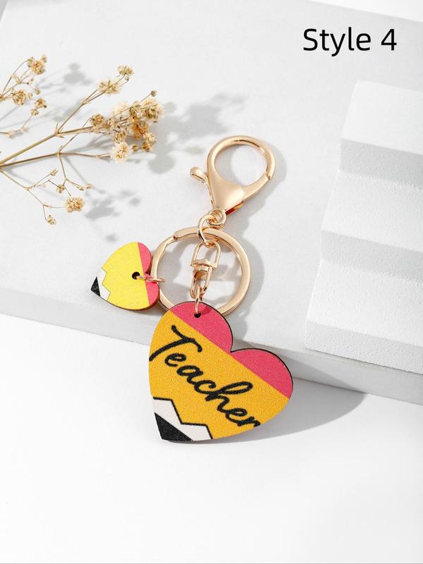 Creative Heart & Slogan Design Keychain, Cute Keychain for Teacher, Keychain Bag Pendant, Charms Car Keychain Accessories As Gift 5