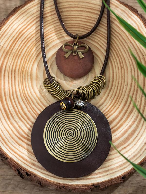 Women's Elegant Bow Decor Round Charm Design Layered Necklace, Fashion Jewelry for Party, Daily Clothing Decor, Trendy All-match & Exquisite Jewelry for Birthday Gift 3