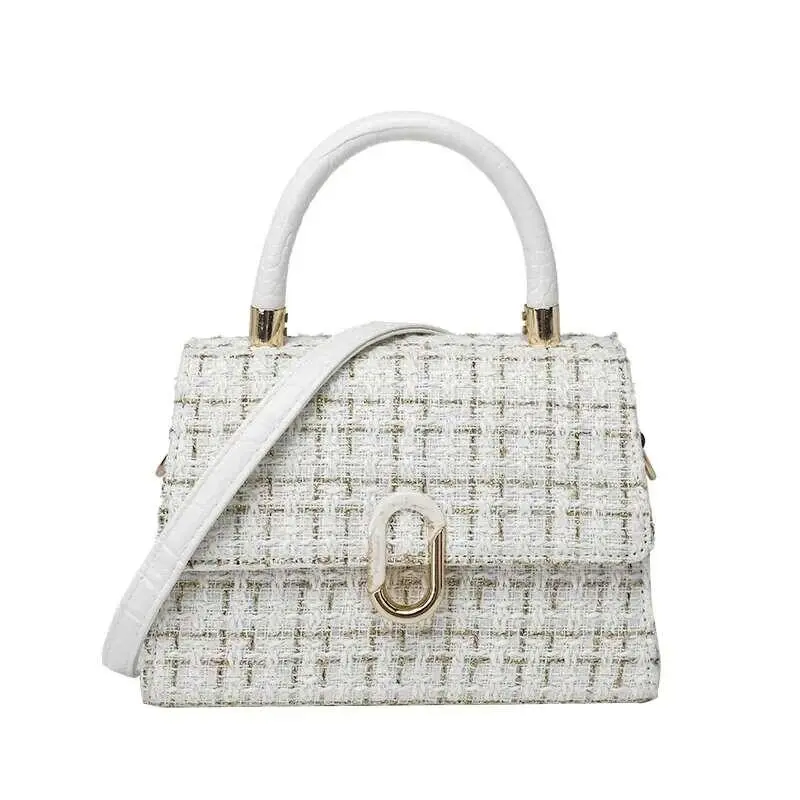 2025 new crossbody bag niche hand-held small square bag temperament versatile fashion single shoulder baguette bag woolen women's bag