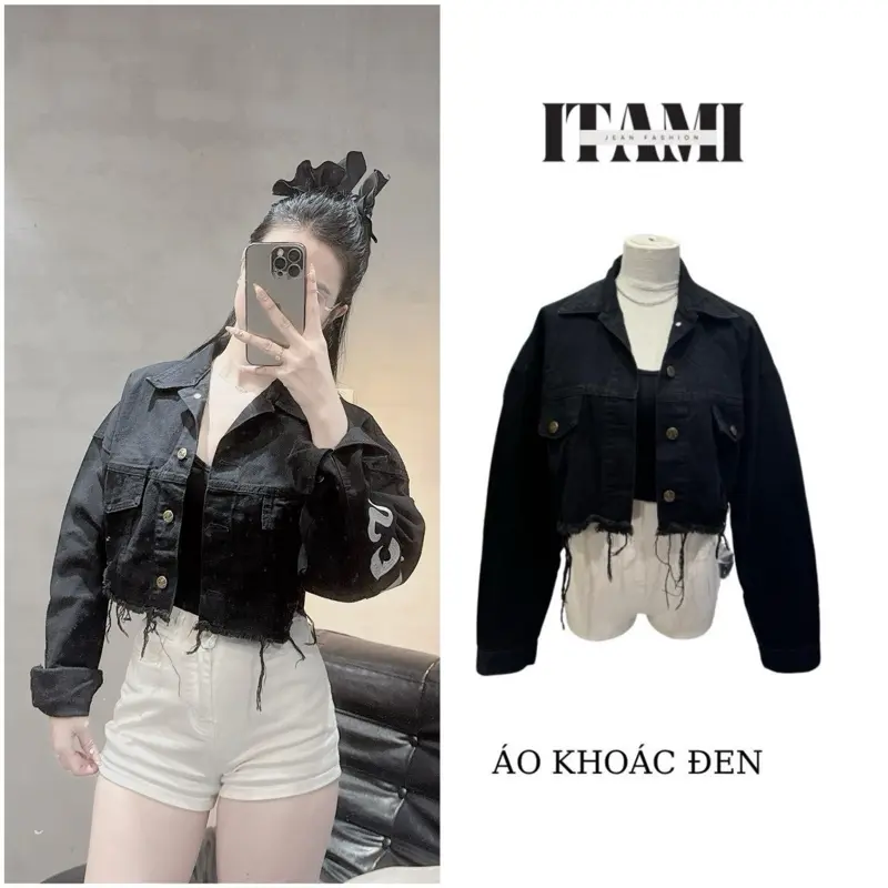 [118] ÁO KHOÁC JEAN NỮ THÊU CHỮ SAU FOM LỮNG,CHẤT DÀY,MỀM-WWOMEN-FASHION