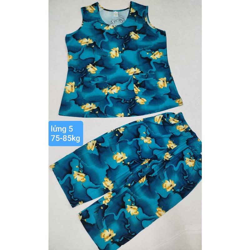 Product Introduction of [sát nách] Size 5 từ 75-85kg mẫu bộ lửng cho nữ vải thun lạnh, mặc nhà mát, phom to, co giãn {Áo Women Quần Ngủ} Nhung Voi 27
