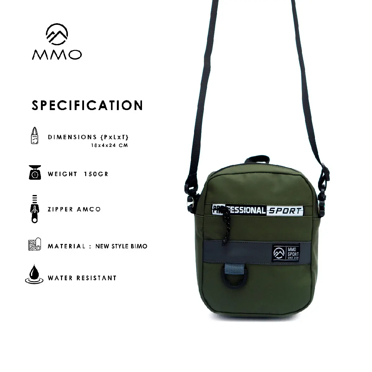 Mmo Sport Tas Selempang Pria Waterproof Slingbag Casual Neo Kulit PU Waistbag