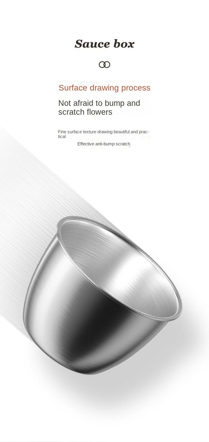 Product Introduction of Stainless steel 304 mini sauce cup with lid, household tomato sauce salad small box, portable outdoor seasoning dipping dish 6