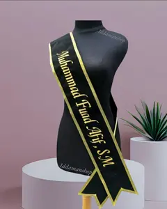 (1HARI JADI) Selempang Wisuda  Syal Selendang Penghargaan Bludru Custom Nama Bordir Kerudung