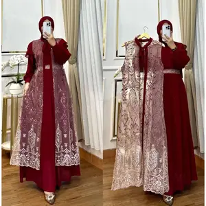 Shankarra NASHITA DRESS Brukat Bahan Ceruty Gamis Lebaran 2024 Model Gamis Terbaru Dress Kondangan