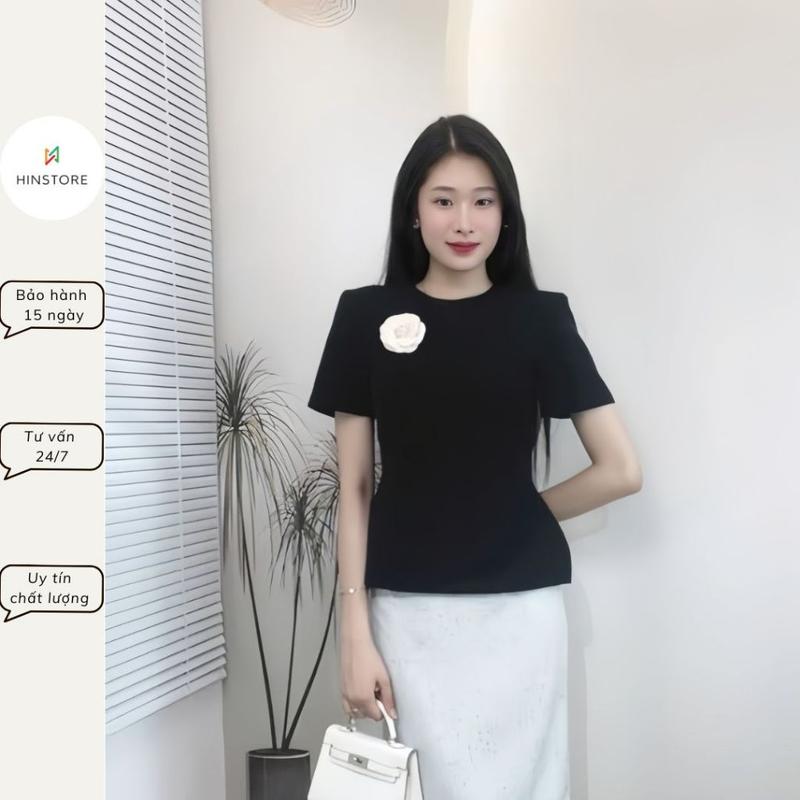Áo peplum công sở HINSTORE áo dáng ôm chiết eo đệm vai form đứng dáng kèm hoa cài 301 0