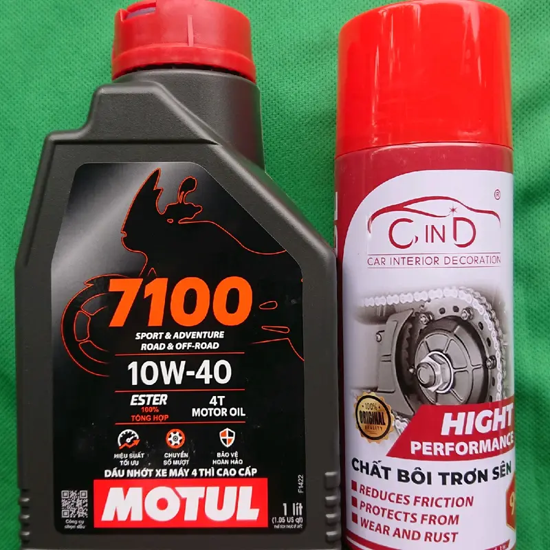 Dầu nhớt xe máy Motul 7100 10w40 1 lít và 1 chai xịt dưỡng sên 450 ml (bộ sản phẩm gồm 2 món như hình) 6