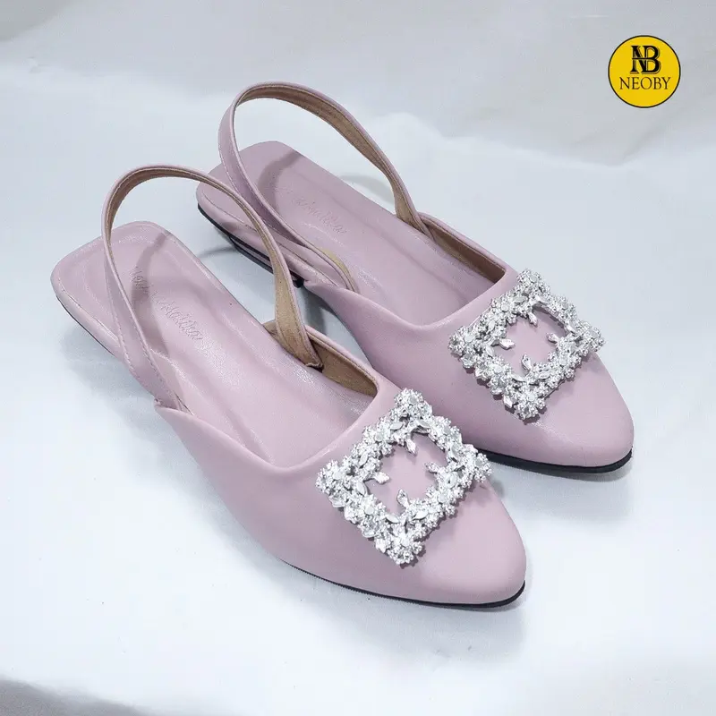Neoby - MEGAN slip on mules wanita sendal cewek selop flatshoes kerja kantoran kuliah casual heels mewah  Hak Pendek (1-3 cm) 7