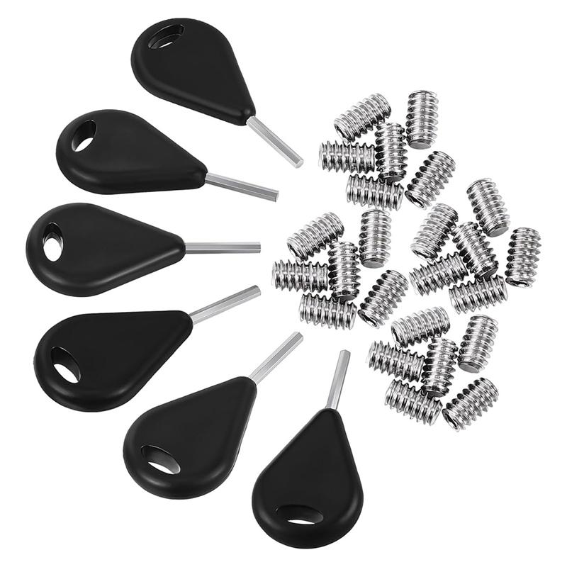 6 Pcs Surf Fin Key Surfing Surf Fin Key with 24 Pcs Fin Screws Universal Hexagon Surfboard Fin Key Replacement 3