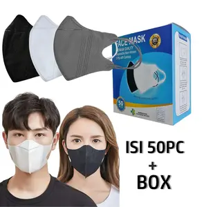 masker duckbill face mask masker hitam 3ply isi 50pc + box